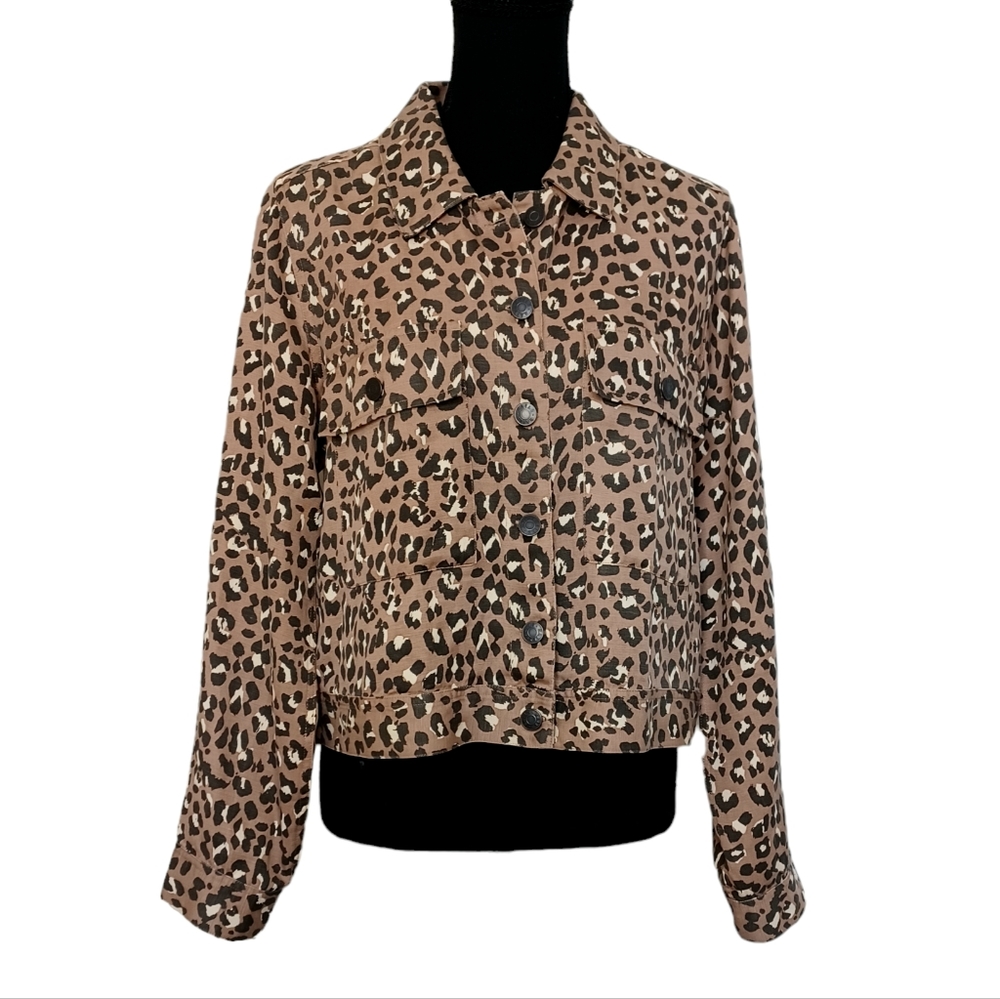 Rails Steffi Linen Blend Lightweight Jacket Women's Sz Medium Leopard - Picture 2 of 14